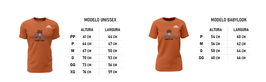 Tamanhos de Camisetas